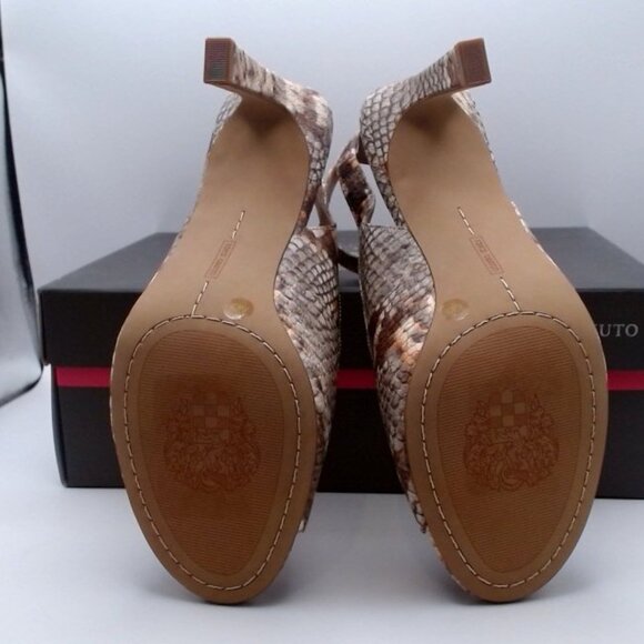 Vince Camuto “Reteema” Snake Print Peep-Toe Pumps – Sienna Brown 8.5M NEW - Picture 4 of 6